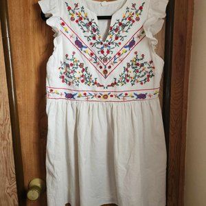 Embroidered Linen Mexican Mini Dress